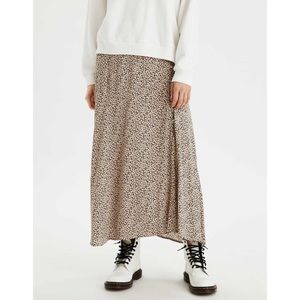 American Eagle Button Up Spotted Slip Midi Skirt